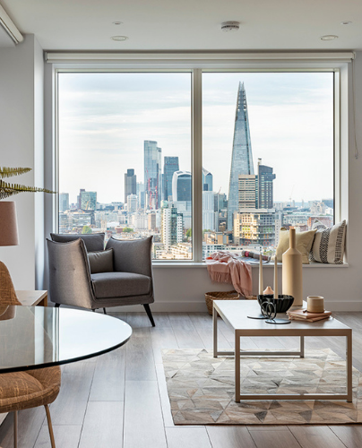 A window with a view of the London skyline